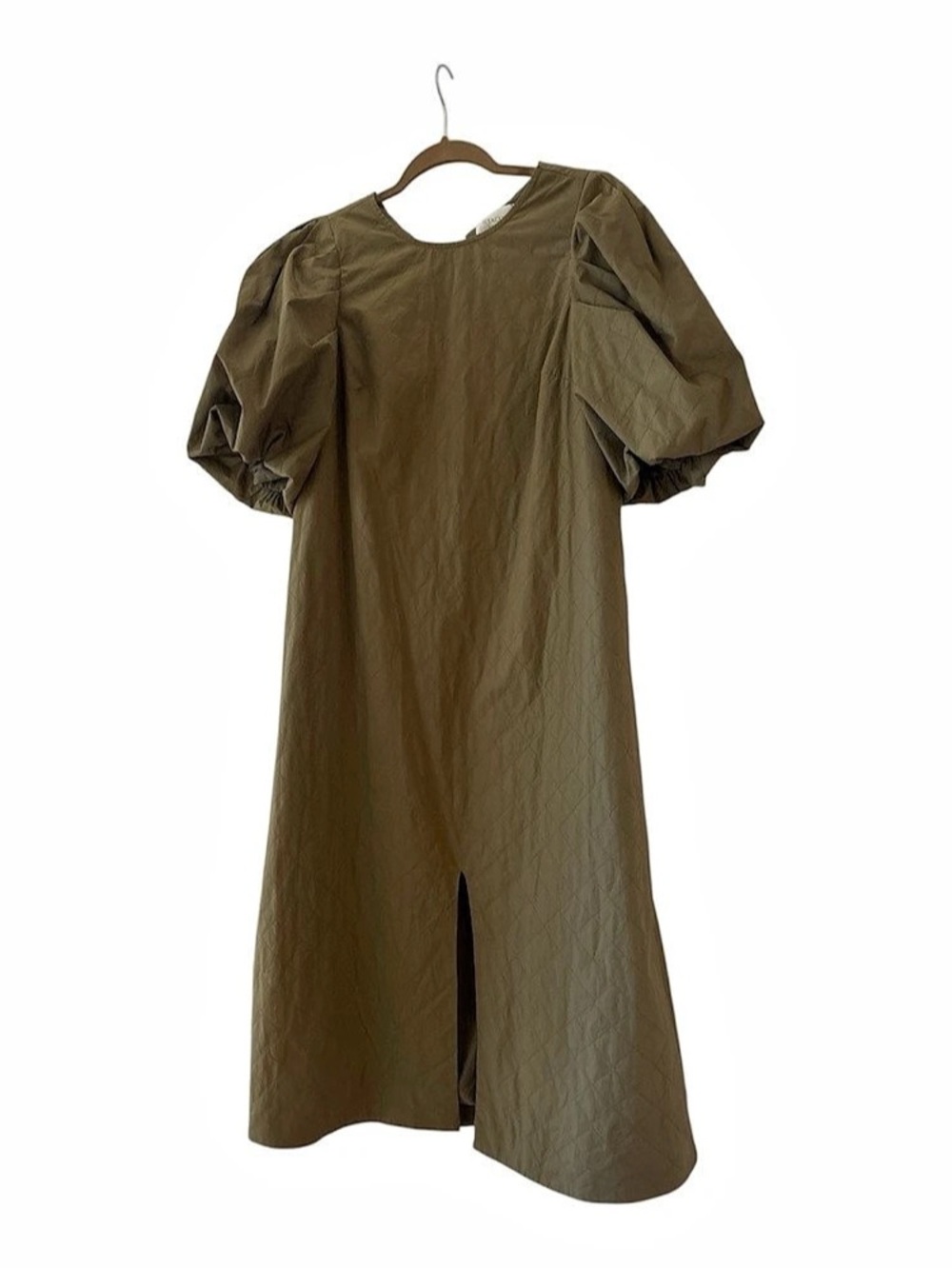 Hyacinth House Puff Sleeve Midi Dress in Brown Size Small Like New